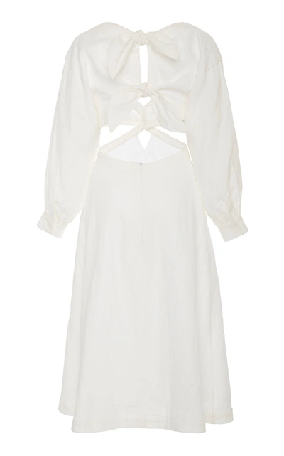 Shop Ephemera Cutout Linen Midi Dress In White