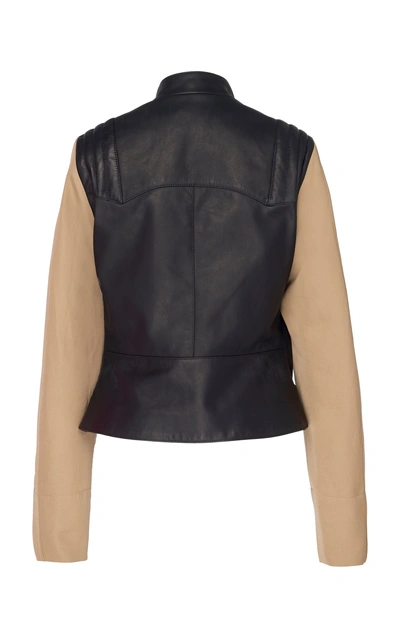 Shop Victoria Beckham Two-tone Leather Biker Jacket In Multi
