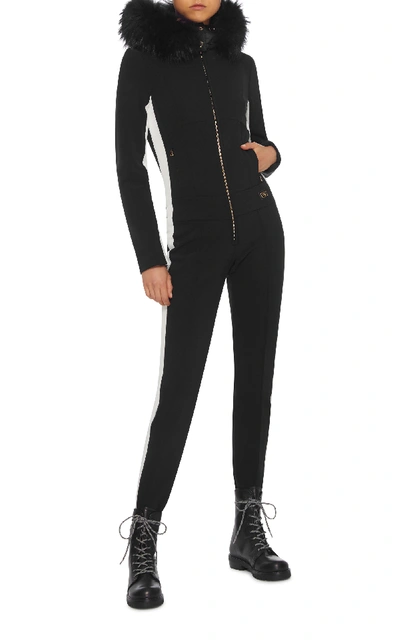 Shop Bogner Fur-trimmed Shell Ski Suit In Black