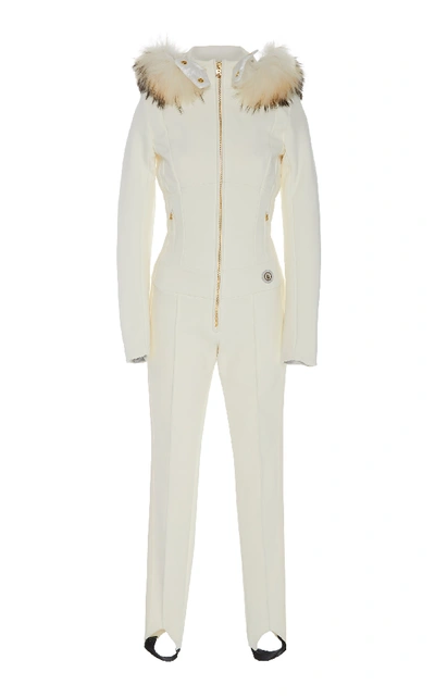 Shop Bogner Fur-trimmed Shell Ski Suit In White