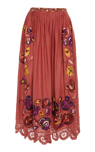 Shop Ulla Johnson Yana Cotton-blend Skirt In Orange