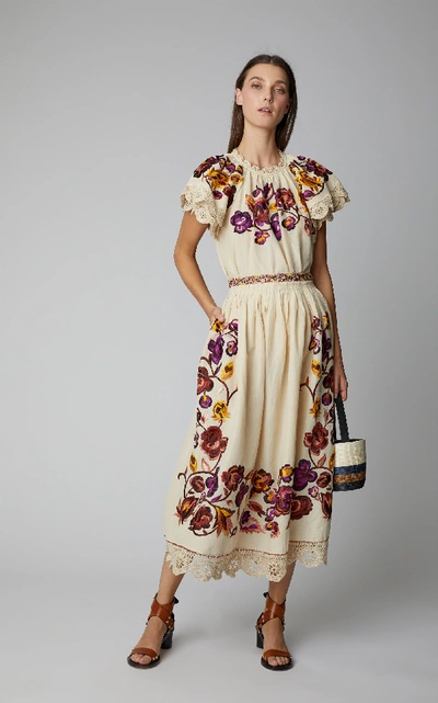 Shop Ulla Johnson Yana Cotton-blend Skirt In Floral