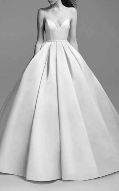 Shop Alex Perry Bride Suzy Satin Embellished Gown In White