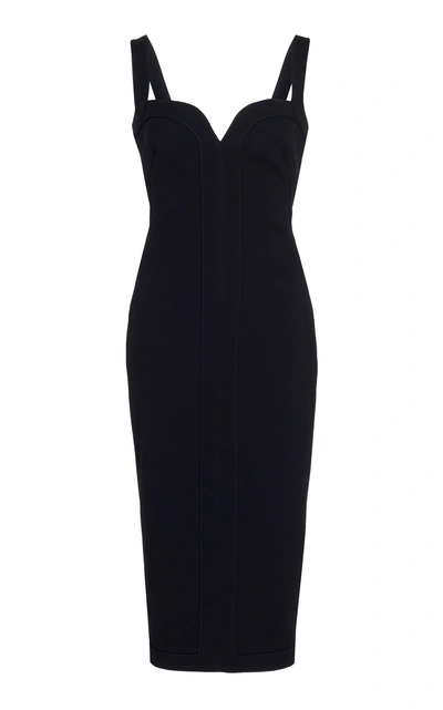 Shop Victoria Beckham Bonded Crepe Fitted Cami Dress In Black