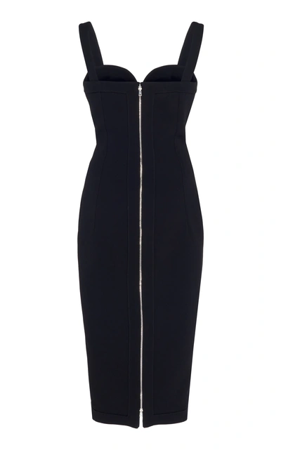 Shop Victoria Beckham Bonded Crepe Fitted Cami Dress In Black