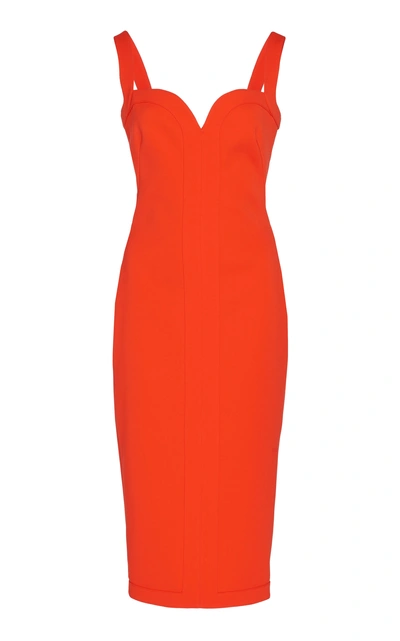 Shop Victoria Beckham Bonded Crepe Fitted Cami Dress In Red