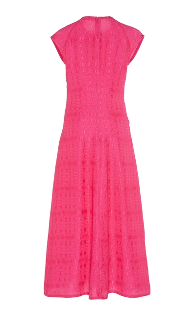 Shop Victoria Beckham Cap Sleeve Textured Cloque Midi Dress In Pink