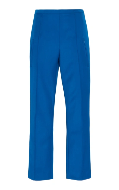 Shop Andrew Gn Wool Cropped Pants In Blue