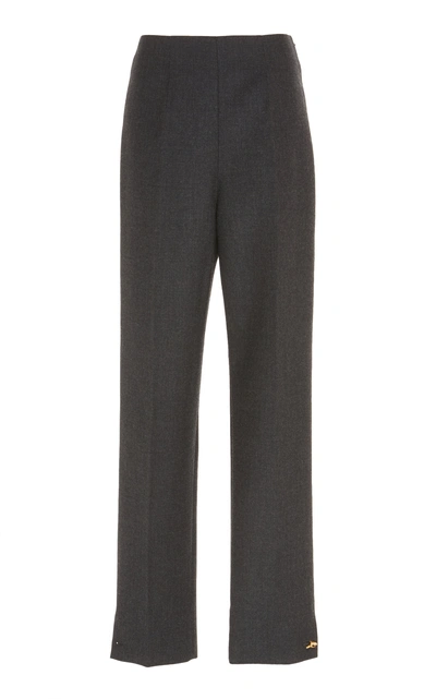 Shop Maison Margiela Wool Straight-leg Pants In Grey