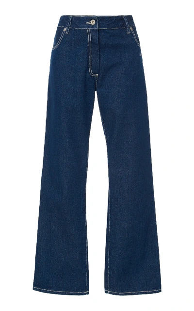 Shop Off-white Mid-rise Flared Wide-leg Jeans In Medium Wash