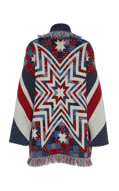 Shop Alanui Union Jack Cashmere Cardigan In Multi