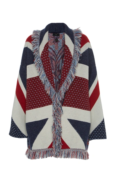 Shop Alanui Union Jack Cashmere Cardigan In Multi