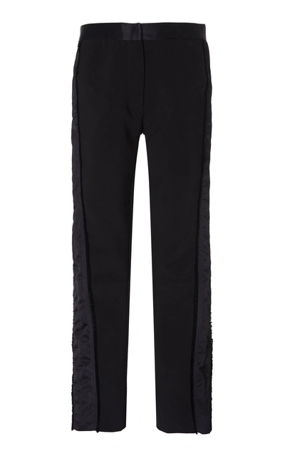 Shop Mugler Cropped Flare Crepe Trousers In Black