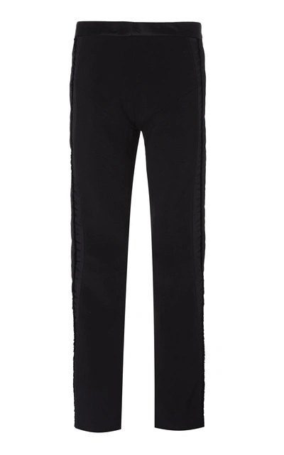 Shop Mugler Cropped Flare Crepe Trousers In Black