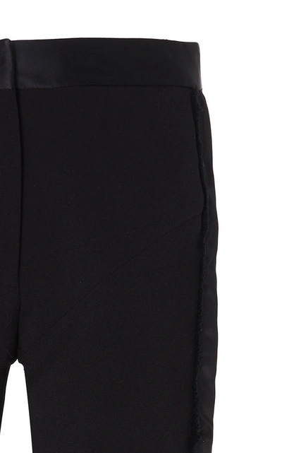 Shop Mugler Cropped Flare Crepe Trousers In Black
