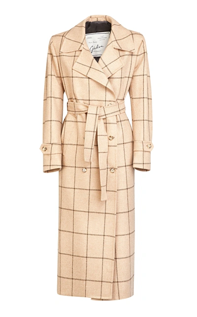 Shop Giuliva Heritage Collection Christie Double-breasted Check-print Merino Wool Coat In Brown