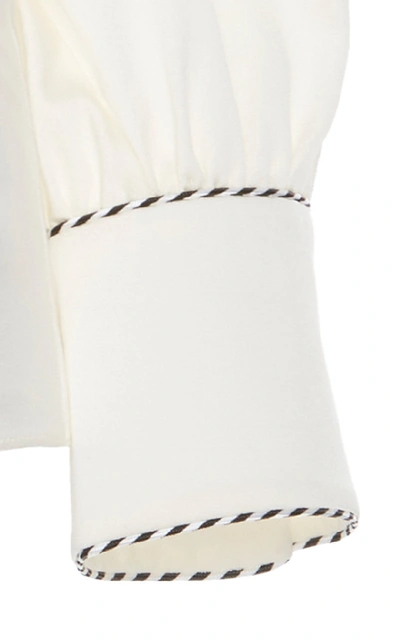 Shop Peter Pilotto Ruched Satin Blouse In White