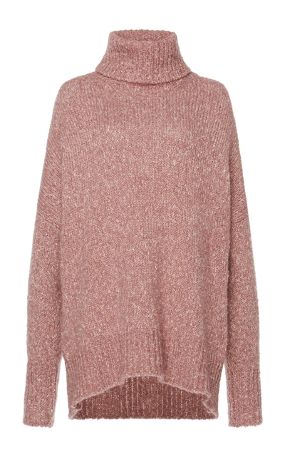 Shop Isabel Marant Étoile Shadow Marled Cable-knit Turtleneck Sweater In Pink