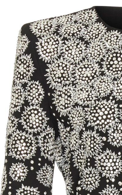 Shop Givenchy Embellished Embroidered Crepe Midi Dress In Black
