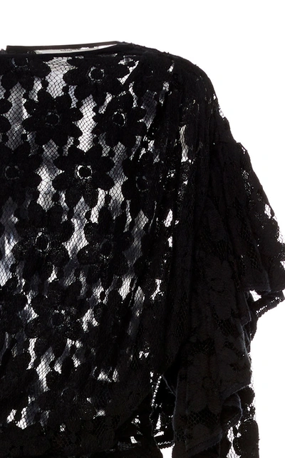 Shop Isabel Marant Étoile Vally Asymmetric Cotton-blend Lace Dress In Black