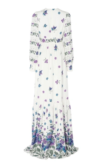 Shop Andrew Gn Silk Long Sleeve Dress In Floral