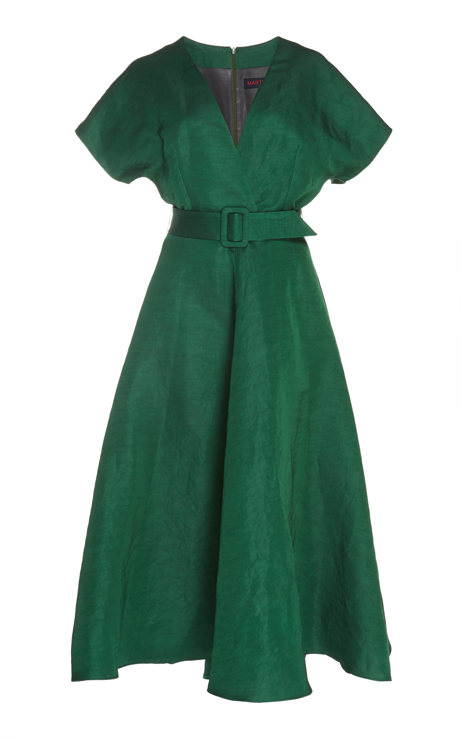 emerald green linen dress