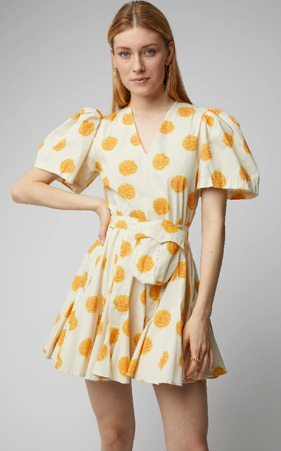 Shop Rhode Vivienne Floral-print Mini Dress In Yellow