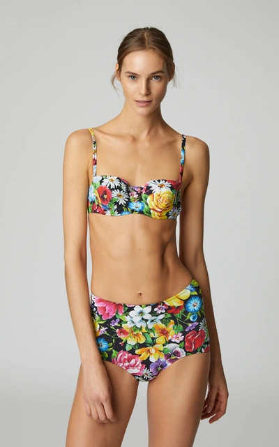 Shop Dolce & Gabbana Floral-print Mid-rise Bikini Briefs