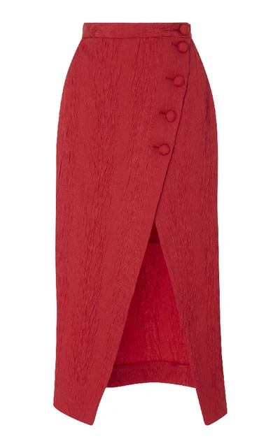 Shop Alexa Chung Wrapped Midi Skirt In Red