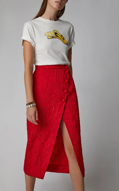 Shop Alexa Chung Wrapped Midi Skirt In Red