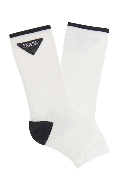 Shop Prada Two Toned Sock In White