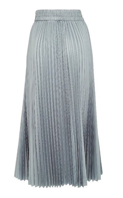 Shop Red Valentino Pleated Satin Midi Skirt In Blue