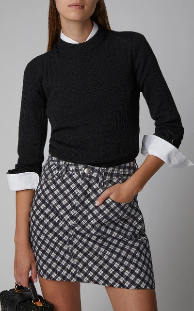 Shop Alexa Chung Checkered Cotton-blend Mini-skirt In Plaid