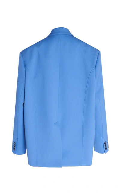 Shop Mugler Oversized Wool Blazer Jacket In Blue