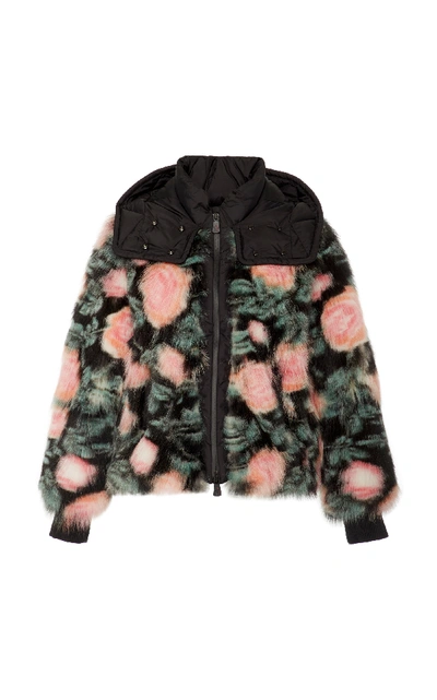 Shop Moncler Genius Shell-trimmed Fox-fur Hooded Jacket In Print