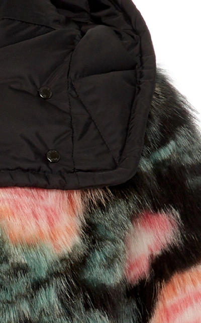 Shop Moncler Genius Shell-trimmed Fox-fur Hooded Jacket In Print