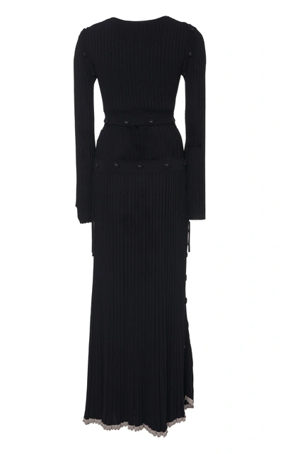 Shop Christopher Esber Button-embellished Stretch-knit Maxi Dress In Black