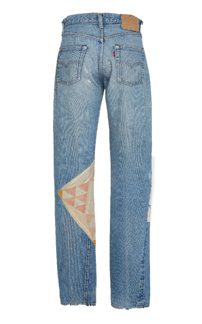 Shop B Sides Exclusive Mid-rise Patchwork Straight-leg Jeans In Light Wash