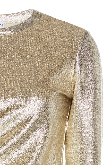 Shop Rabanne Metallic Button-detailed Lurex Top In Gold
