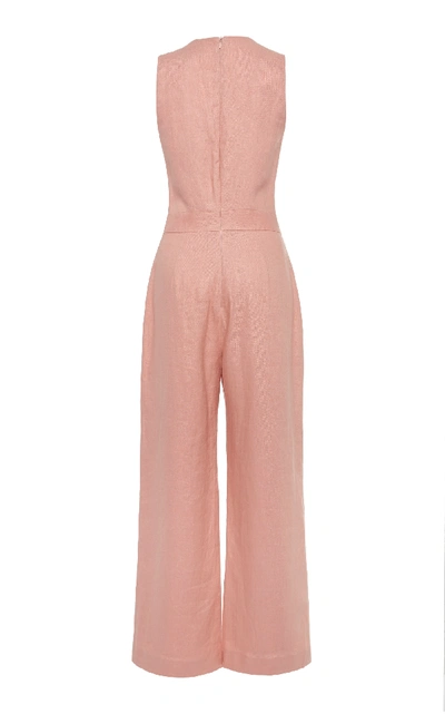 Shop Alexis Odalys Cropped Pleated Linen Jumpsuit In Pink