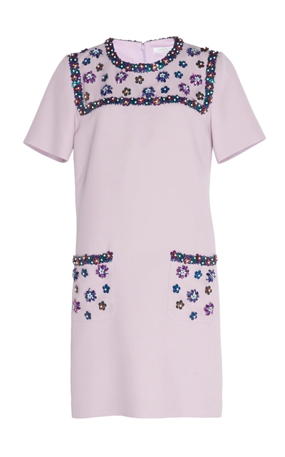 Shop Andrew Gn Embellished Mini Dress In Purple