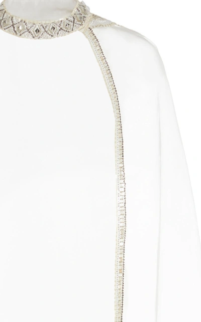 Shop Cucculelli Shaheen Pearlescent Silk Cape In White