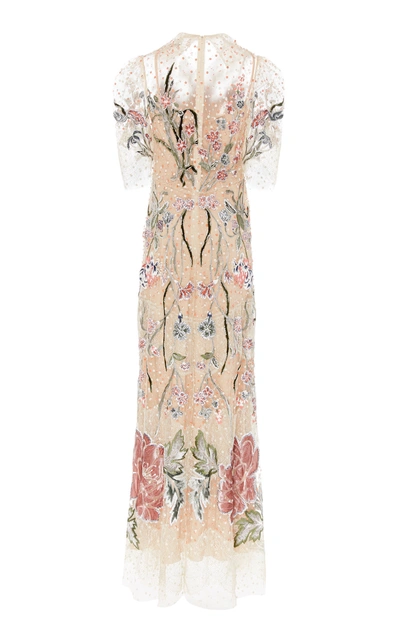 Shop Biyan Issemi Embroidered Tulle Maxi Dress In Neutral