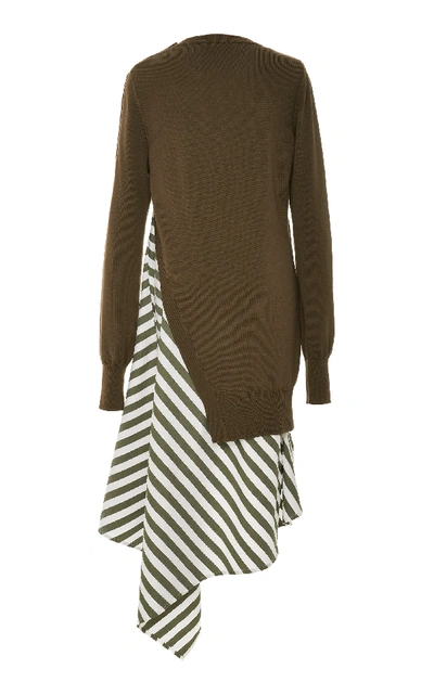 Shop Monse Striped Knit Dress In Green