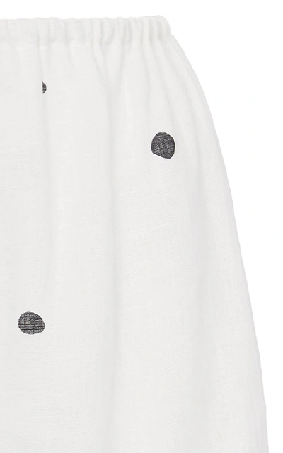 Shop Sleeper Ruffled High-rise Linen Lounge Shorts In White