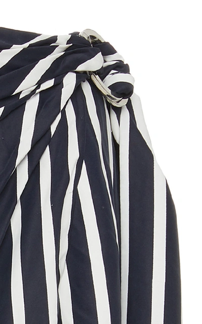 Shop Jonathan Simkhai Multimedia Striped Cupro Midi Wrap Skirt
