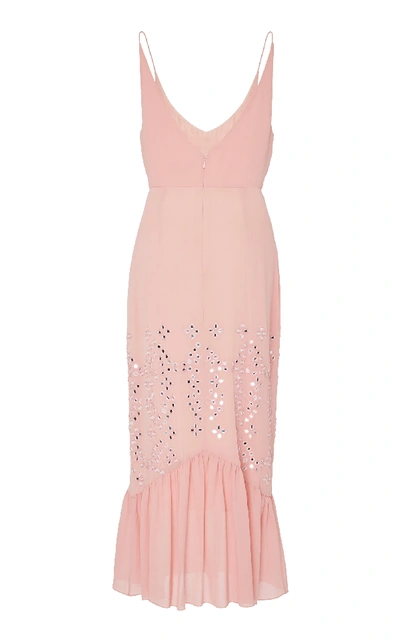 Shop Saloni Aidan C Embellished Midi Dress In Pink