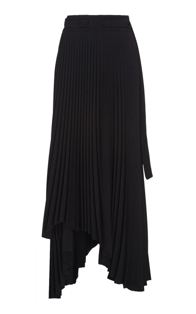 Shop A.w.a.k.e. Asymmetric Plissé Midi Skirt In Black