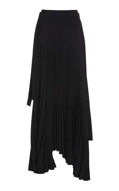 Shop A.w.a.k.e. Asymmetric Plissé Midi Skirt In Black