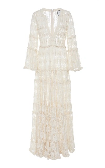 Shop Alexis Alvin Beaded Lace Maxi Dress In Ivory